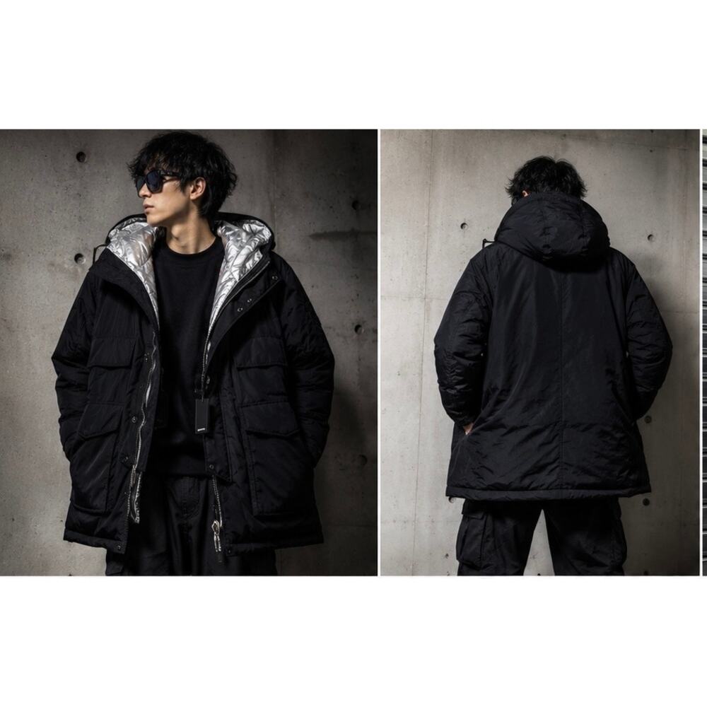 DSQUARED2 Silver Lined Down Parka Jacket Black Size IT48 NWT Hooded Coat
